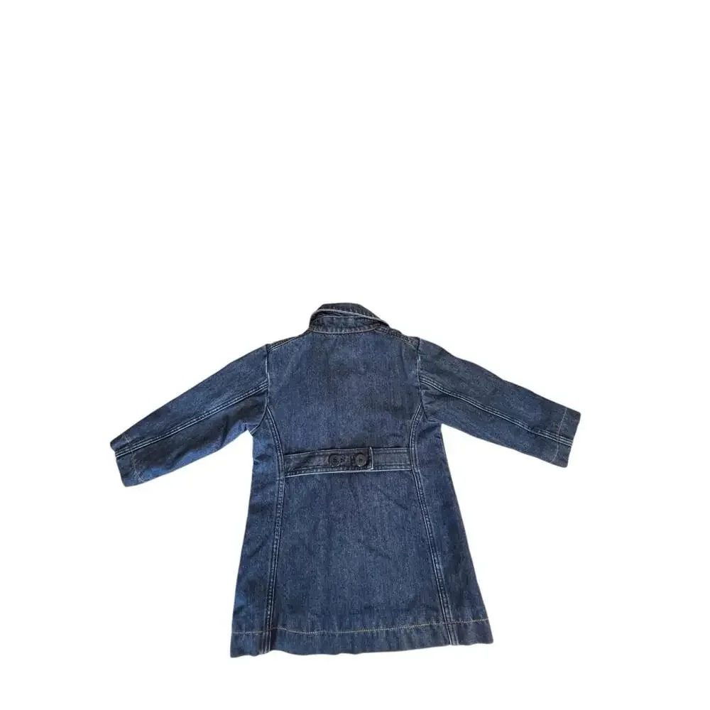 Y2K Baby Gap Denim Peacoat Jacket Double Breasted Blue Jean Coat Toddler‎ 3XL
